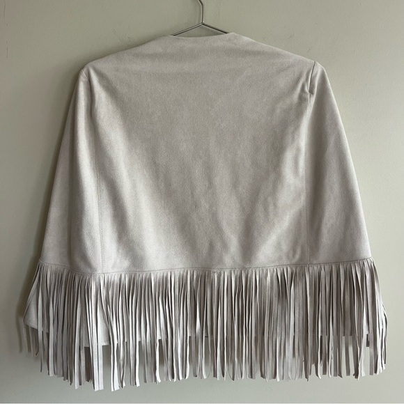 BCBG Fringe Faux Suede Capelet - Picture 7 of 14